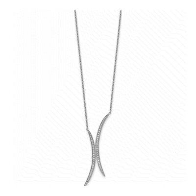 Sterling Silver CZ Curved Necklace – view 3