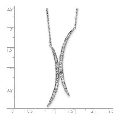 Sterling Silver CZ Curved Necklace – view 4