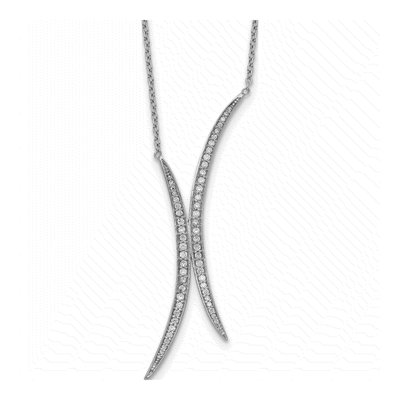 Sterling Silver CZ Curved Necklace