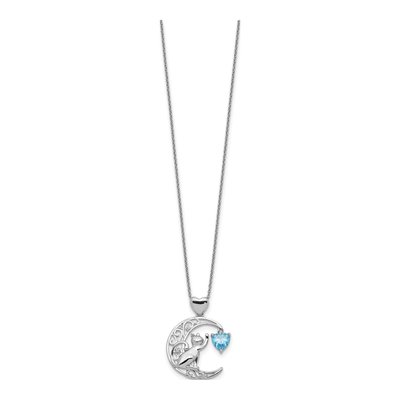 Sterling Silver Cat Moon CZ Pendant Necklace – view 3
