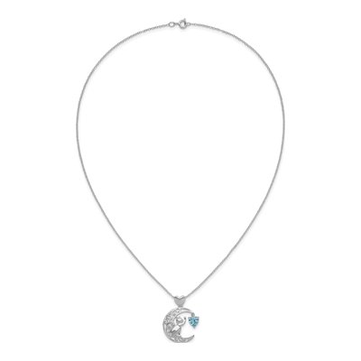 Sterling Silver Cat Moon CZ Pendant Necklace – view 6