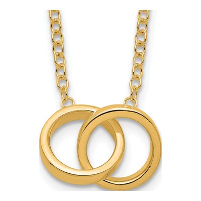 Gold-Plated Sterling Silver 2-Rings Pendant Necklace