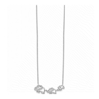 Sterling Silver CZ Elephants Pendant Necklace – view 3