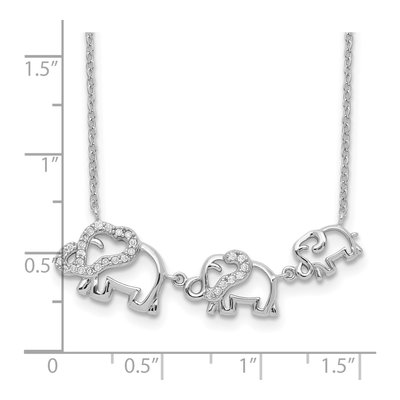 Sterling Silver CZ Elephants Pendant Necklace – view 4