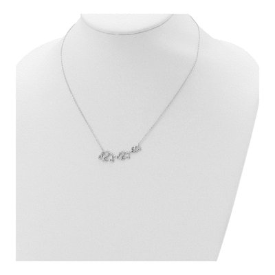 Sterling Silver CZ Elephants Pendant Necklace – view 5