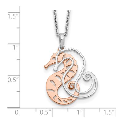 Sterling Silver Rose-tone Seahorse Necklace, 16in – view 4