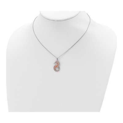 Sterling Silver Rose-tone Seahorse Necklace, 16in – view 5