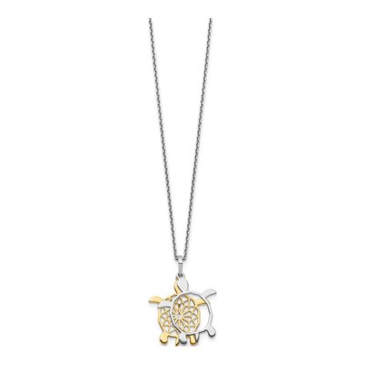 Sterling Silver Diamond-Cut Turtle Pendant Necklace – view 3