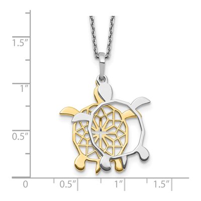 Sterling Silver Diamond-Cut Turtle Pendant Necklace – view 4