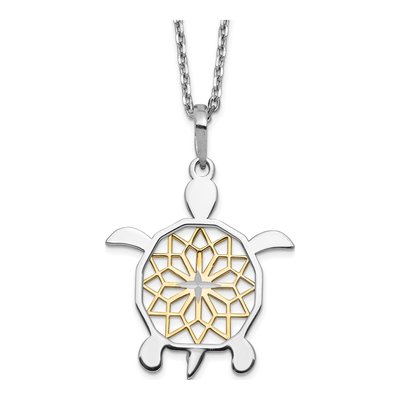 Sterling Silver Diamond-Cut Turtle Pendant Necklace – view 6