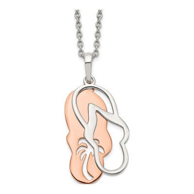 Sterling Silver Sandals Palm Tree Pendant Necklace