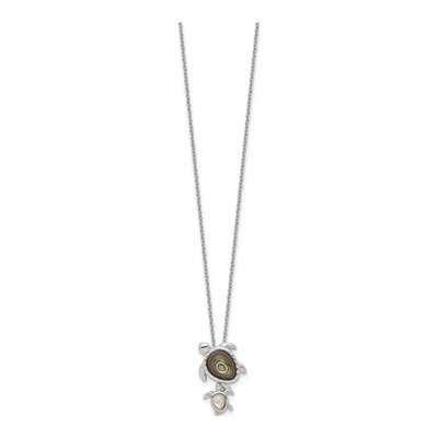 Sterling Silver Mother of Pearl Turtle Pendant Necklace – view 3