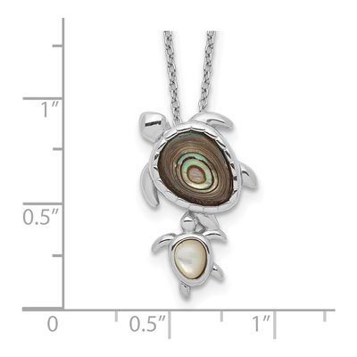 Sterling Silver Mother of Pearl Turtle Pendant Necklace – view 4