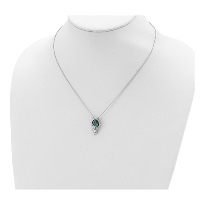 Sterling Silver Mother of Pearl Turtle Pendant Necklace – view 5