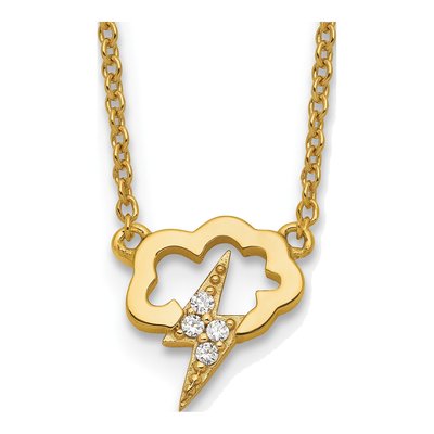 Gold-Plated Sterling Silver CZ Storm Cloud Pendant Necklace