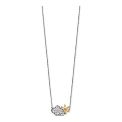 Sterling Silver CZ Cloud Sun Pendant Necklace – view 3
