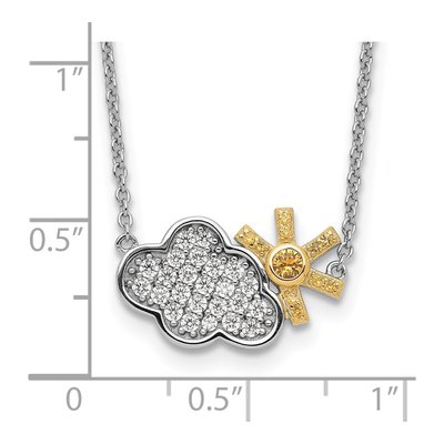 Sterling Silver CZ Cloud Sun Pendant Necklace – view 4