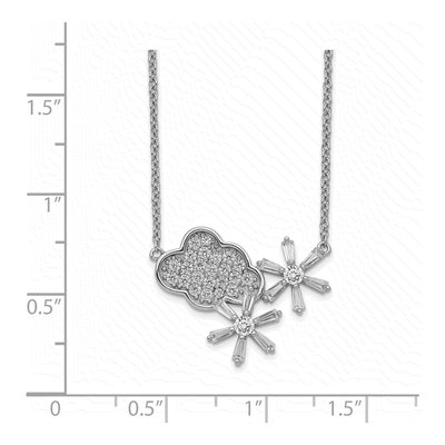 Sterling Silver CZ Cloud & Snowflake Necklace, 16in – view 2