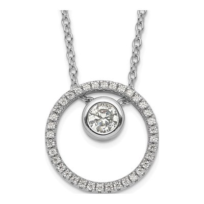 Sterling Silver CZ Circle Necklace