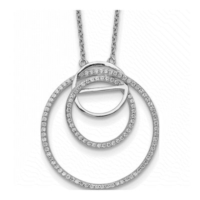 Sterling Silver CZ Loop Circles Pendant Necklace