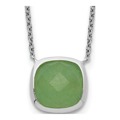 Sterling Silver Green Chalcedony Necklace