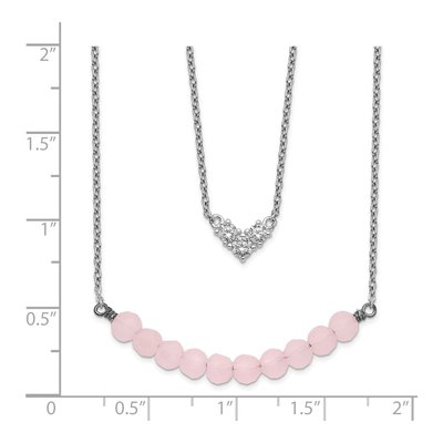 Sterling Silver 2-Strand CZ Pink Necklace – view 2