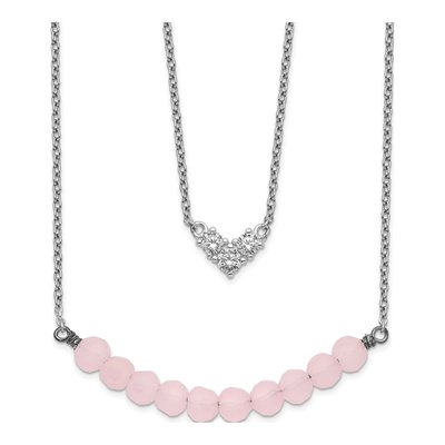 Sterling Silver 2-Strand CZ Pink Necklace