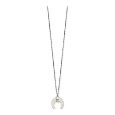 Sterling Silver Mother of Pearl Moon Necklace – view 3