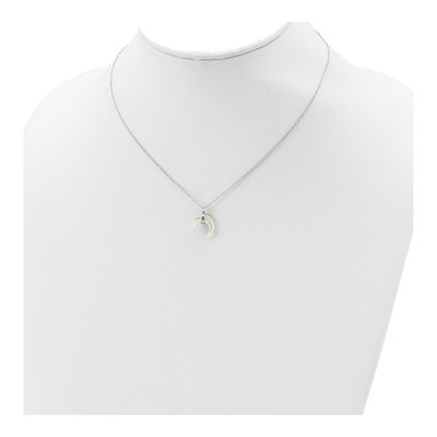 Sterling Silver Mother of Pearl Moon Necklace – view 5
