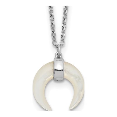 Sterling Silver Mother of Pearl Moon Necklace