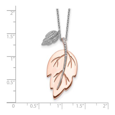 Rose Gold-Plated Sterling Silver CZ Leaf Pendant Necklace – view 4