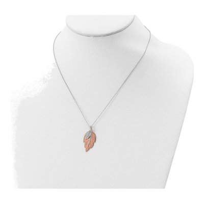 Rose Gold-Plated Sterling Silver CZ Leaf Pendant Necklace – view 5