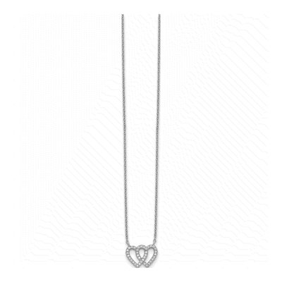 Sterling Silver Double CZ Open Heart Pendant Necklace – view 3