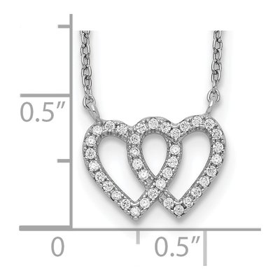 Sterling Silver Double CZ Open Heart Pendant Necklace – view 4
