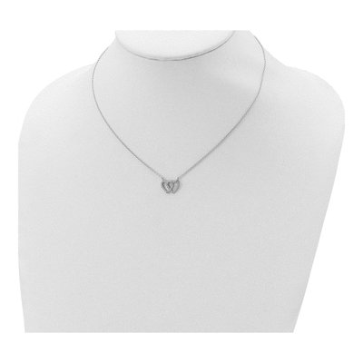 Sterling Silver Double CZ Open Heart Pendant Necklace – view 5