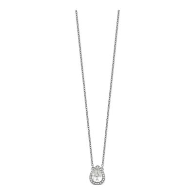 Sterling Silver Pear CZ Halo Necklace – view 3