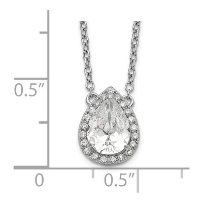 Sterling Silver Pear CZ Halo Necklace – view 4