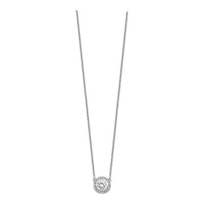 Sterling Silver CZ Halo Necklace – view 3