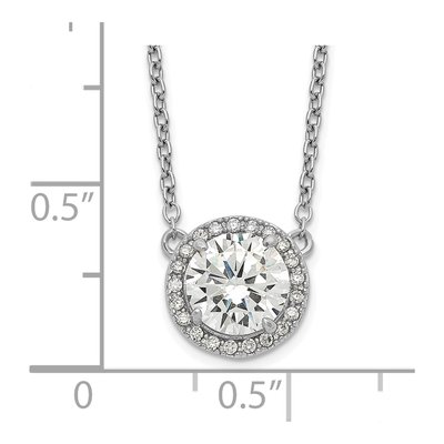 Sterling Silver CZ Halo Necklace – view 4
