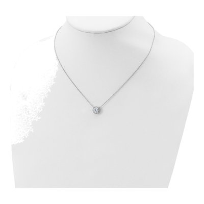 Sterling Silver CZ Halo Necklace – view 5