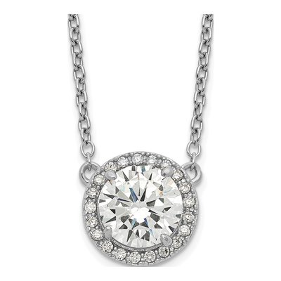 Sterling Silver CZ Halo Necklace