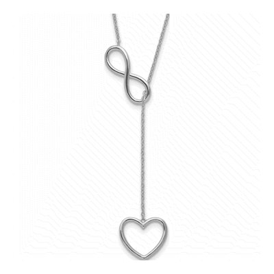 Sterling Silver Infinity Open Heart Y-Necklace Pendant Necklace