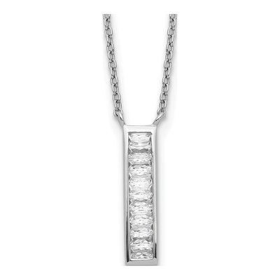 Sterling Silver CZ Vertical Bar Necklace