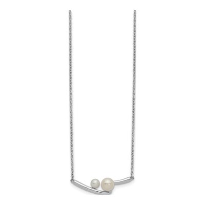 Sterling Silver Freshwater Cultured Pearl Bar Necklace – view 3