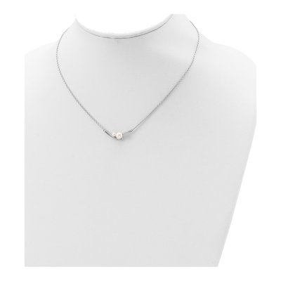 Sterling Silver Freshwater Cultured Pearl Bar Necklace – view 5