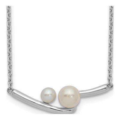 Sterling Silver Freshwater Cultured Pearl Bar Necklace