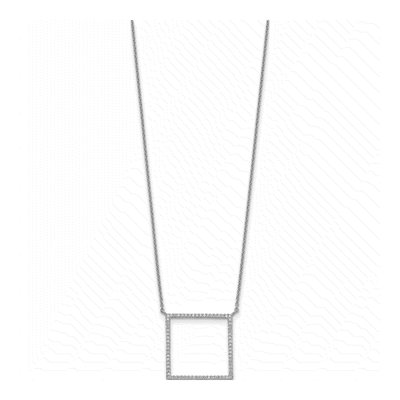 Sterling Silver Square CZ Necklace – view 3