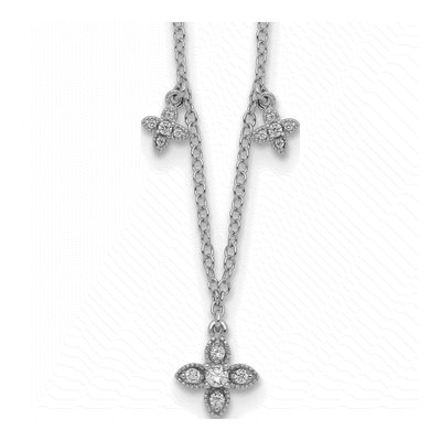 Sterling Silver CZ Cross Pendant Necklace
