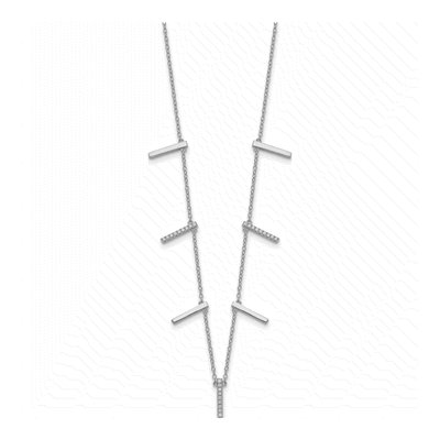 Sterling Silver CZ Vertical Bars Necklace – view 3