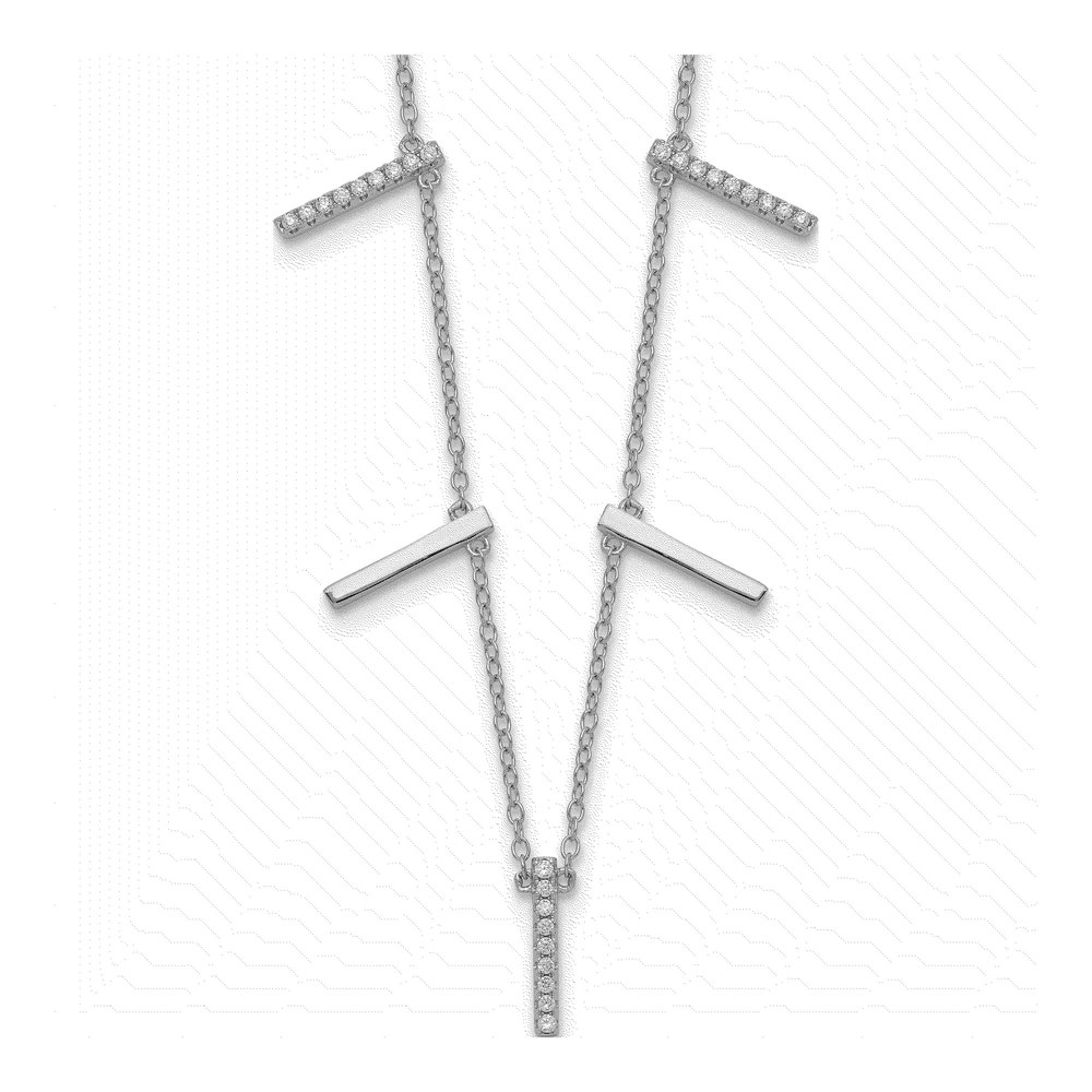 Sterling Silver CZ Vertical Bars Necklace